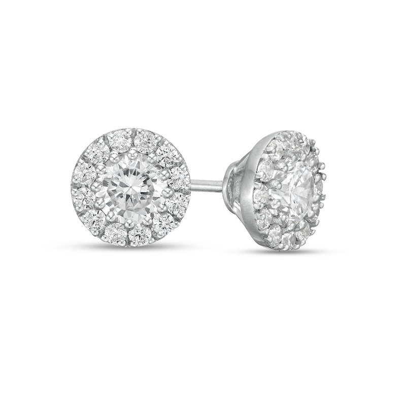 0.83 CT. T.W. Diamond Frame Stud Earrings in 10K White Gold|Peoples Jewellers