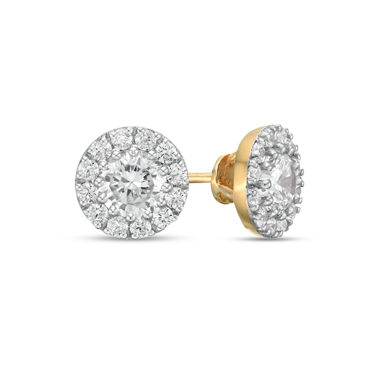 0.83 CT. T.W. Diamond Frame Stud Earrings in 10K Gold