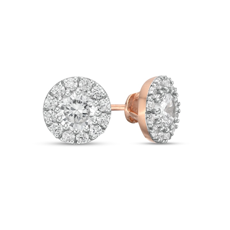 0.83 CT. T.W. Diamond Frame Stud Earrings in 10K Rose Gold|Peoples Jewellers
