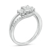 0.69 CT. T.W. Princess-Cut and Round Diamond Three Stone Bypass Ring in 10K White Gold