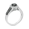 Thumbnail Image 2 of 0.70 CT. T.W. Black Enhanced and White Diamond Cushion Frame Split Shank Engagement Ring in 10K White Gold