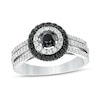 Thumbnail Image 0 of 0.70 CT. T.W. Black Enhanced and White Diamond Double Frame Multi-Row Engagement Ring in 10K White Gold