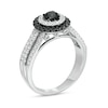 Thumbnail Image 2 of 0.70 CT. T.W. Black Enhanced and White Diamond Double Frame Multi-Row Engagement Ring in 10K White Gold