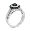 Thumbnail Image 2 of 0.70 CT. T.W. Black Enhanced and White Diamond Double Frame Multi-Row Engagement Ring in 10K White Gold