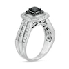 Thumbnail Image 2 of 0.98 CT. T.W. Black Enhanced and White Diamond Cushion Frame Multi-Row Engagement Ring in 10K White Gold