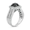 Thumbnail Image 2 of 0.98 CT. T.W. Black Enhanced and White Diamond Cushion Frame Multi-Row Engagement Ring in 10K White Gold