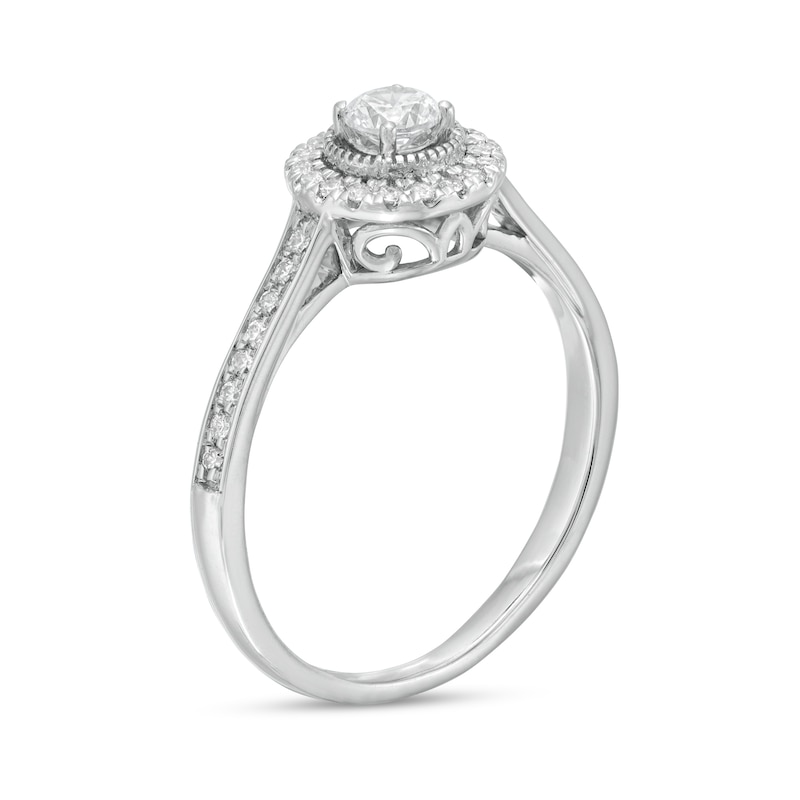 0.29 CT. T.W. Diamond Frame Vintage-Style Engagement Ring in 10K White Gold