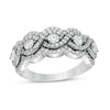 Thumbnail Image 0 of 0.95 CT. T.W. Diamond Five Stone Twist Scallop Edge Ring in 10K White Gold