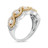 Thumbnail Image 2 of 0.95 CT. T.W. Diamond Five Stone Twist Scallop Edge Ring in 10K Two-Tone Gold
