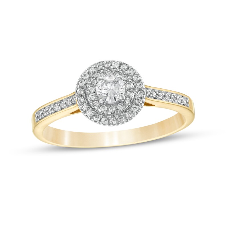 Main Image 1 of 0.29 CT. T.W. Diamond Double Frame Engagement Ring in 10K Gold