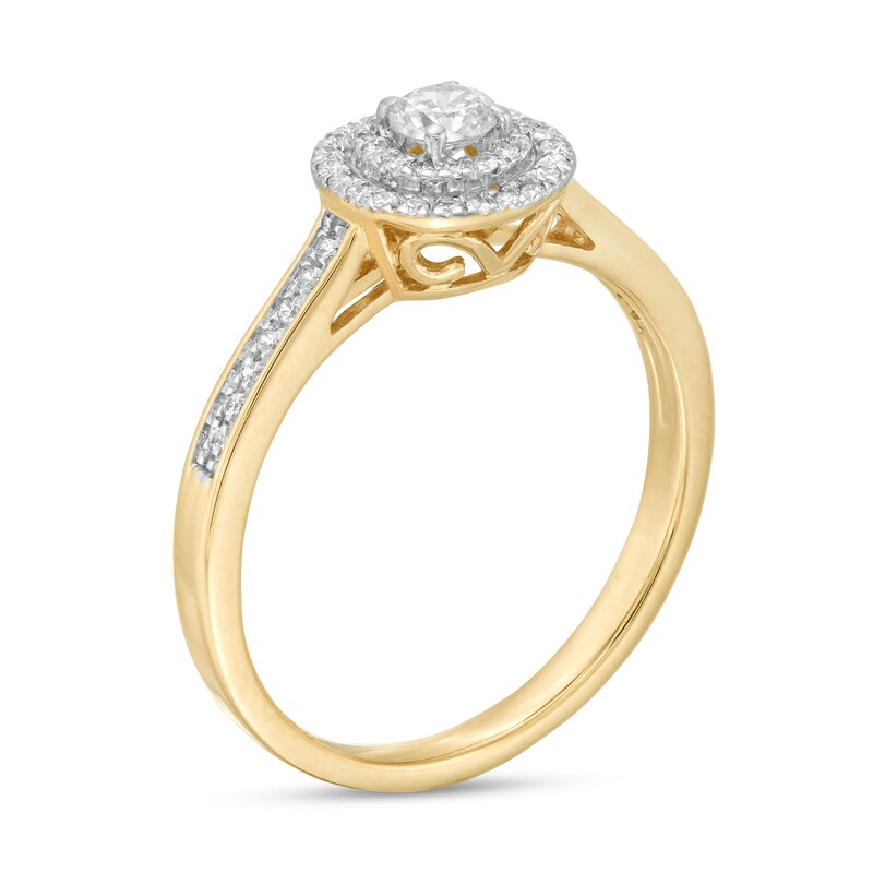 Main Image 3 of 0.29 CT. T.W. Diamond Double Frame Engagement Ring in 10K Gold