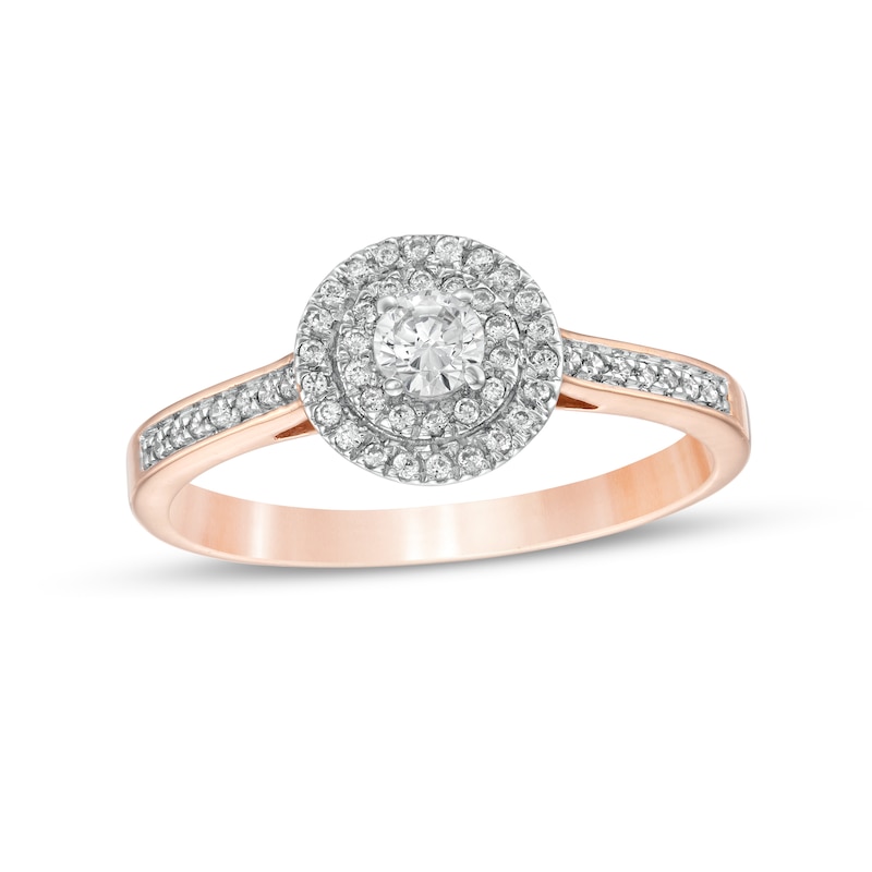 0.29 CT. T.W. Diamond Double Frame Engagement Ring in 10K Rose Gold