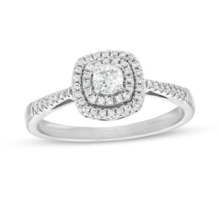 0.29 CT. T.W. Diamond Double Cushion Frame Engagement Ring in 10K Gold