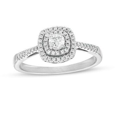 0.29 CT. T.W. Diamond Double Cushion Frame Engagement Ring in 10K Gold
