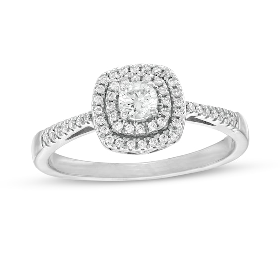 0.29 CT. T.W. Diamond Double Cushion Frame Engagement Ring in 10K Gold