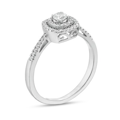 0.29 CT. T.W. Diamond Double Cushion Frame Engagement Ring in 10K Gold