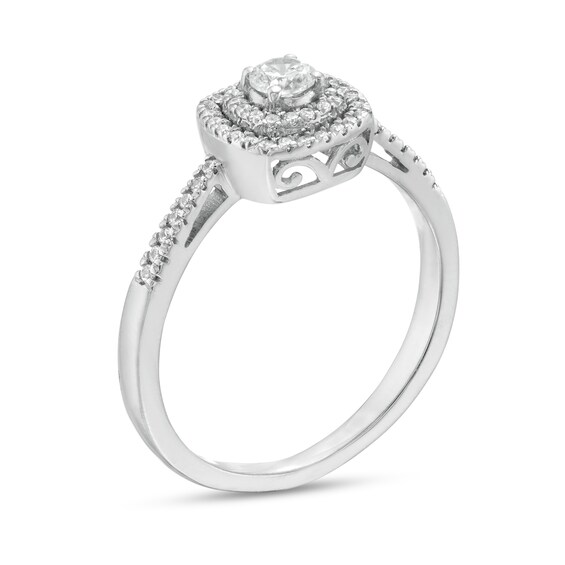 0.29 CT. T.W. Diamond Double Cushion Frame Engagement Ring in 10K Gold