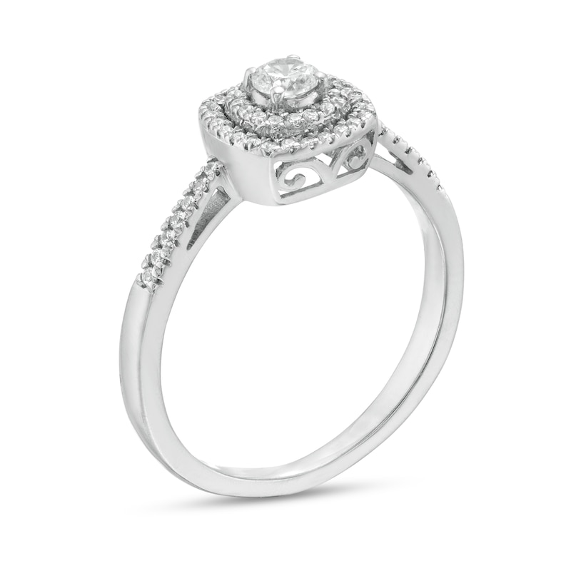 0.29 CT. T.W. Diamond Double Cushion Frame Engagement Ring in 10K White Gold