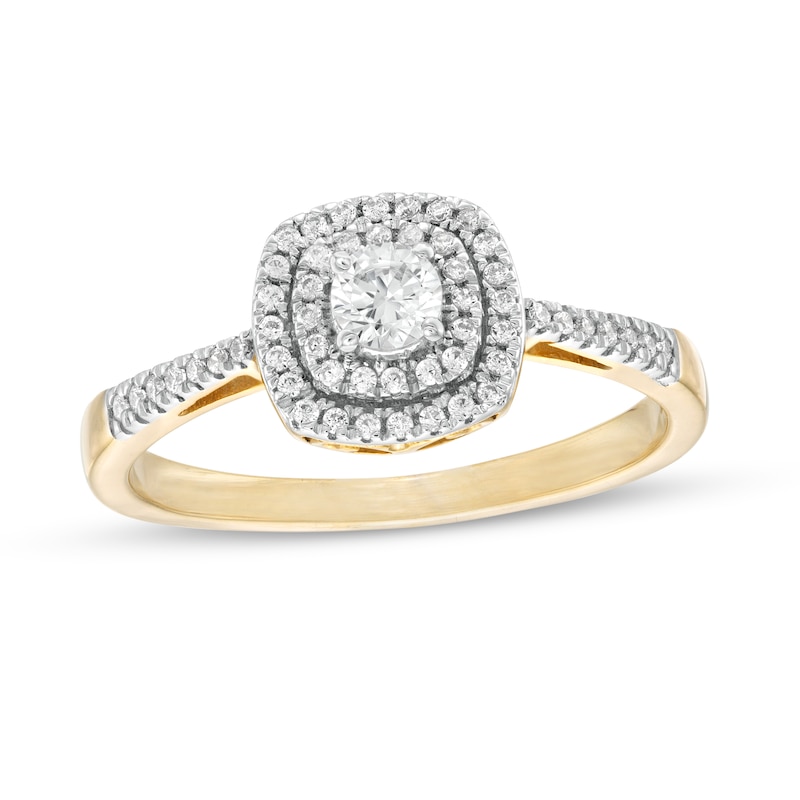 0.29 CT. T.W. Diamond Double Cushion Frame Engagement Ring in 10K Gold