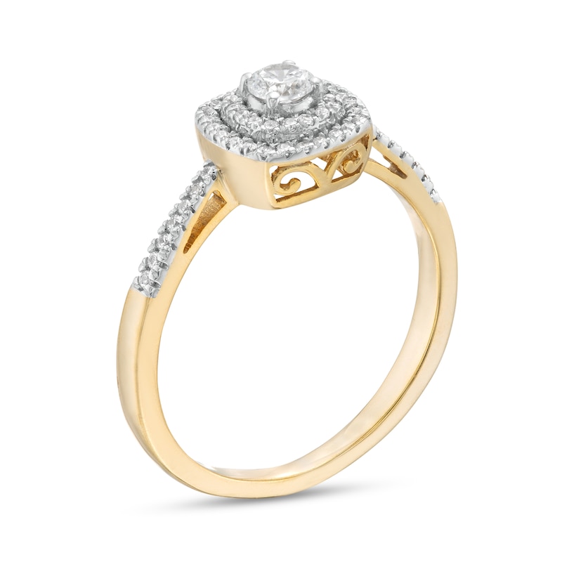 0.29 CT. T.W. Diamond Double Cushion Frame Engagement Ring in 10K Gold