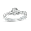 Thumbnail Image 0 of 0.23 CT. T.W. Diamond Frame Twist Shank Bridal Set in Sterling Silver