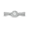 Thumbnail Image 2 of 0.23 CT. T.W. Diamond Frame Twist Shank Bridal Set in Sterling Silver