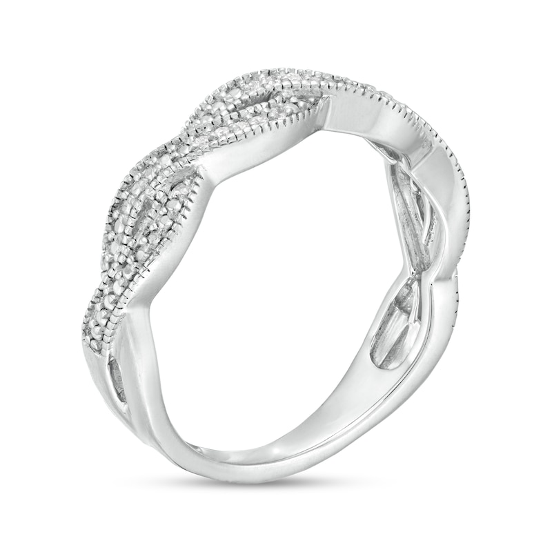 Main Image 3 of 0.04 CT. T.W. Diamond Vintage-Style Twist Shank Anniversary Band in Sterling Silver