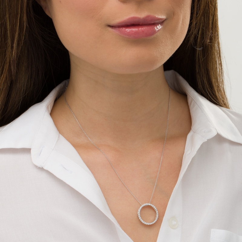 Main Image 2 of 0.50 CT. T.W. Certified Lab-Grown Diamond Circle Pendant in 14K White Gold (F/SI2)