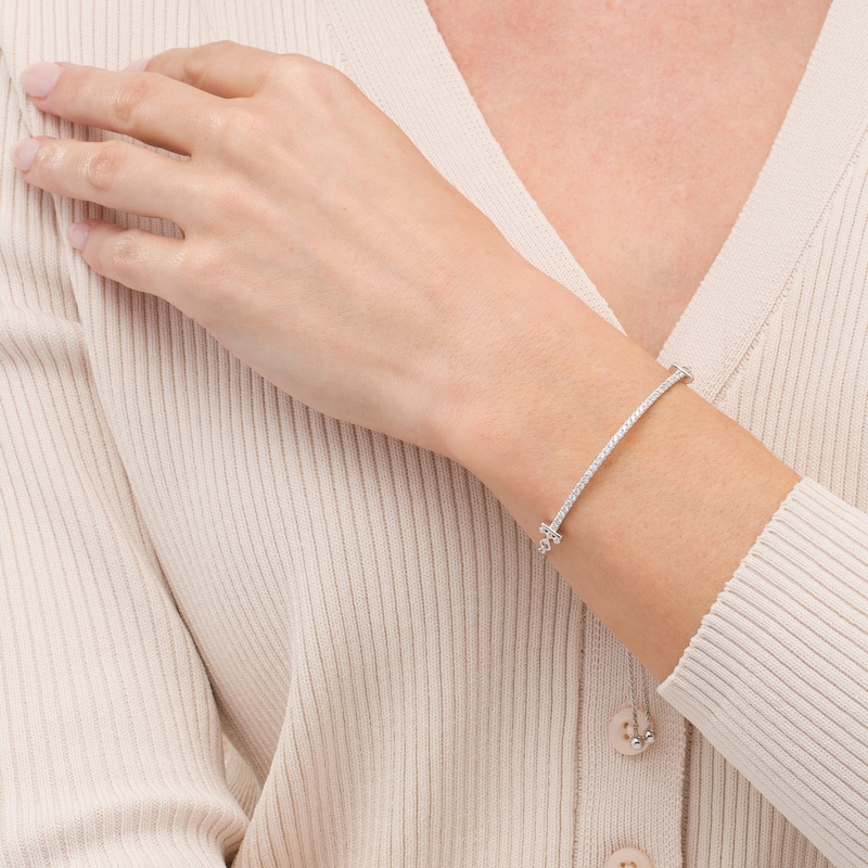 Main Image 2 of Peoples Private Collection 0.50 CT. T.W. Diamond Crown Collar Bolo Bracelet in 10K White Gold - 9.5"