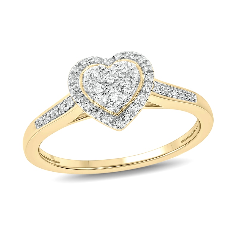 0.18 CT. T.W. Multi-Diamond Heart-Shape Frame Promise Ring in 10K Gold