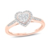 Thumbnail Image 0 of 0.18 CT. T.W. Multi-Diamond Heart-Shape Frame Promise Ring in 10K Rose Gold