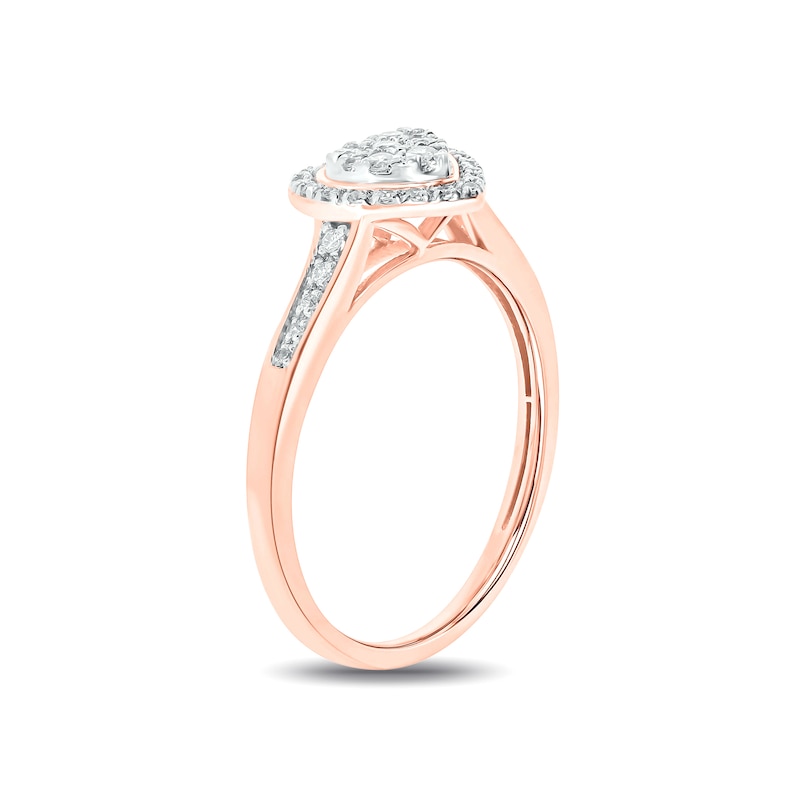 0.18 CT. T.W. Multi-Diamond Heart-Shape Frame Promise Ring in 10K Rose Gold