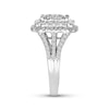 Thumbnail Image 2 of 1.75 CT. T.W. Emerald-Shaped Multi-Diamond Double Frame Triple Row Split Shank Engagement Ring in 14K White Gold