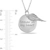 Thumbnail Image 2 of Engravable "Forever in my heart" Your Own Handwriting and Angel Wing Charm Disc Pendant in Sterling Silver (1 Image and 2 Lines)