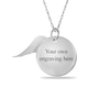 Thumbnail Image 3 of Engravable "Forever in my heart" Your Own Handwriting and Angel Wing Charm Disc Pendant in Sterling Silver (1 Image and 2 Lines)