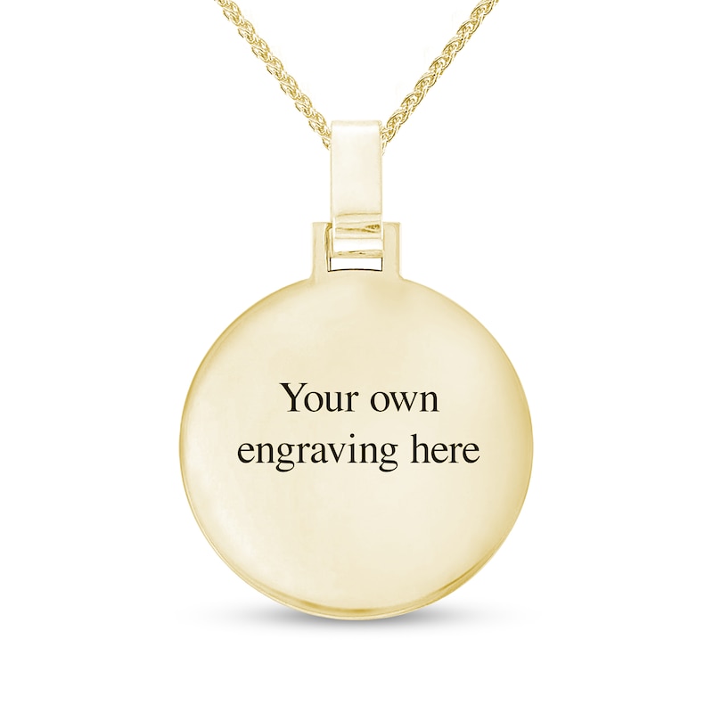 Men's Engravable Compass Disc Pendant in 10K White or Yellow Gold (1-4 Lines)|Peoples Jewellers