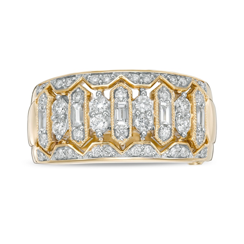 Marilyn Monroe™ Collection 0.58 CT. T.W. Baguette and Round Diamond Vintage-Style Anniversary Band in 14K Gold