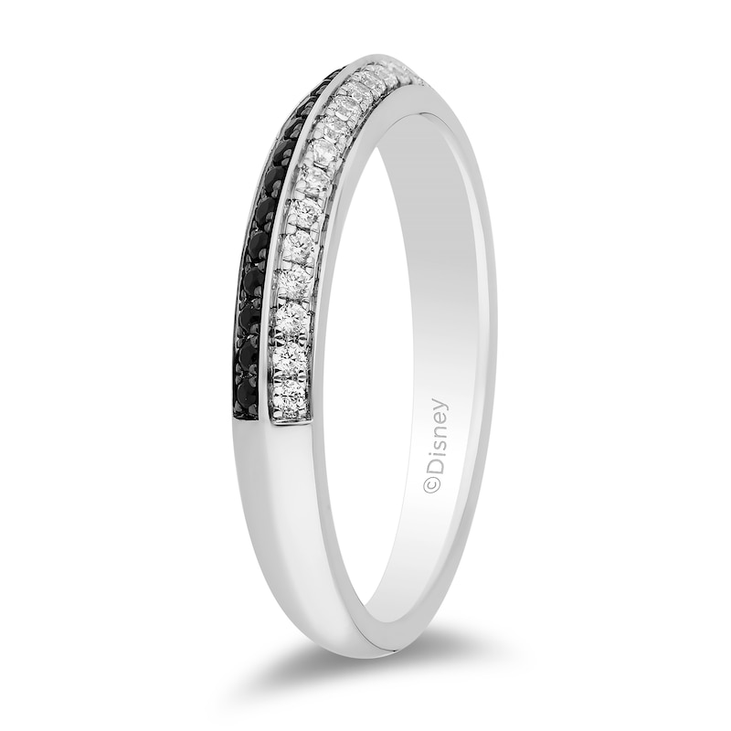 Main Image 2 of Enchanted Disney Villains Cruella De Vil 0.29 CT. T.W. Black Enhanced and White Diamond Band in 14K White Gold