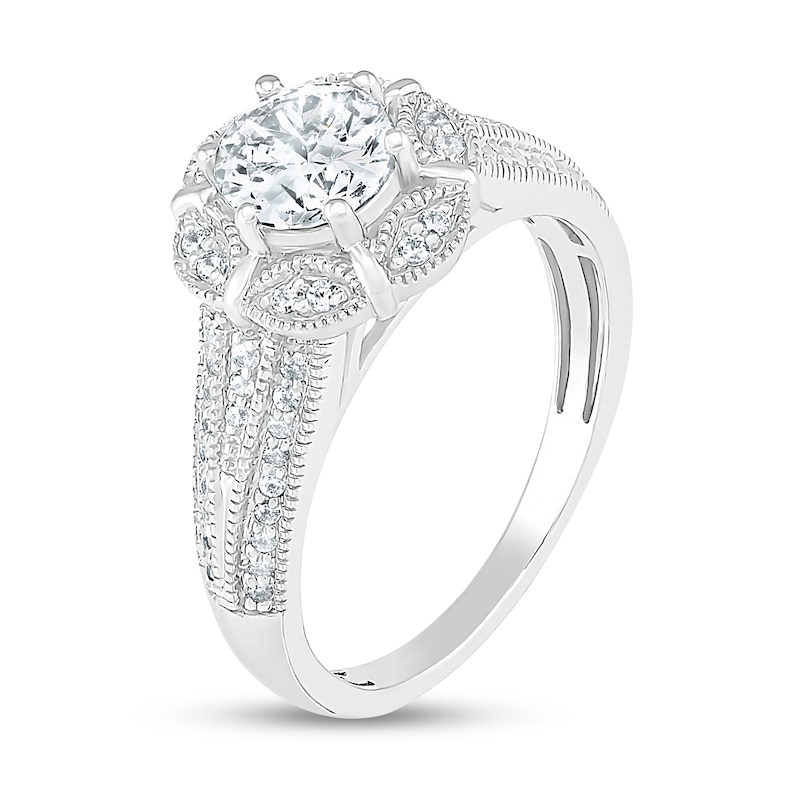 0.95 CT. T.W. Diamond Frame Vintage-Style Engagement Ring in 10K White Gold