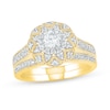 Thumbnail Image 0 of 0.69 CT. T.W. Diamond Scallop Edge Frame Vintage-Style Bridal Set in 10K Gold