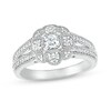 Thumbnail Image 3 of 0.58 CT. T.W. Princess-Cut Diamond Frame Art Deco Vintage-Style Bridal Set in 10K White Gold