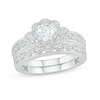 Thumbnail Image 0 of 0.58 CT. T.W. Diamond Scallop Edge Frame Vintage-Style Bridal Set in 10K White Gold