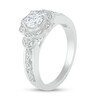 Thumbnail Image 5 of 0.58 CT. T.W. Diamond Scallop Edge Frame Vintage-Style Bridal Set in 10K White Gold