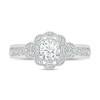 Thumbnail Image 7 of 0.58 CT. T.W. Diamond Scallop Edge Frame Vintage-Style Bridal Set in 10K White Gold