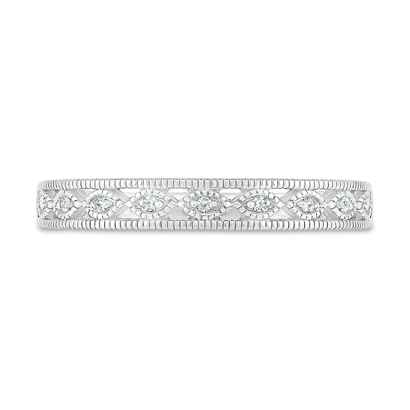 0.58 CT. T.W. Diamond Scallop Edge Frame Vintage-Style Bridal Set in 10K White Gold