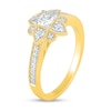 Thumbnail Image 1 of 0.45 CT. T.W. Princess-Cut Diamond Flower Frame Vintage-Style Engagement Ring in 10K Gold