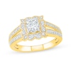 Thumbnail Image 0 of 0.69 CT. T.W. Diamond Scalloped Square Frame Vintage-Style Engagement Ring in 10K Gold