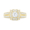 Thumbnail Image 1 of 0.69 CT. T.W. Diamond Scalloped Square Frame Vintage-Style Engagement Ring in 10K Gold
