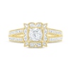 Thumbnail Image 1 of 0.69 CT. T.W. Diamond Scalloped Square Frame Vintage-Style Engagement Ring in 10K Gold