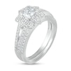 Thumbnail Image 1 of 0.69 CT. T.W. Princess-Cut Diamond Flower Frame Vintage-Style Bridal Set in 10K White Gold